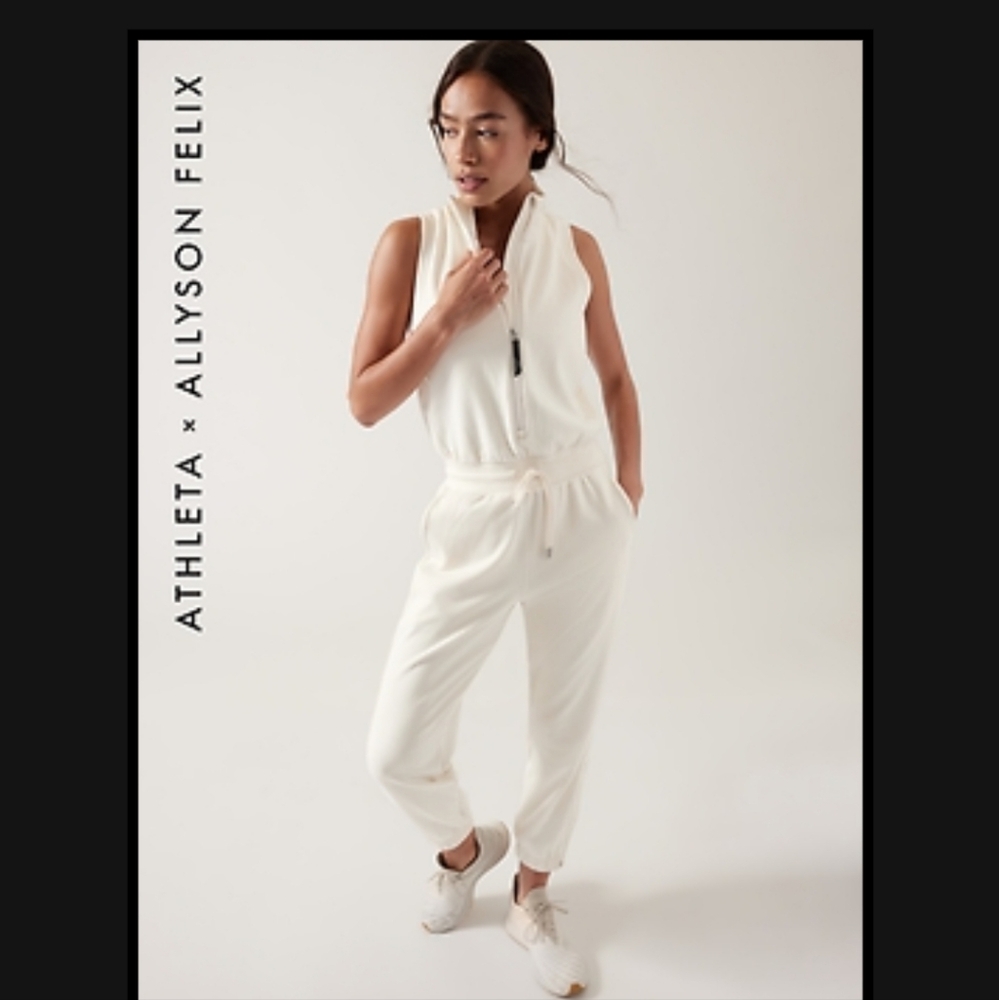 NWT Athleta x Allyson Felix Legend Triumph Onesie Sz S Magnolia White
